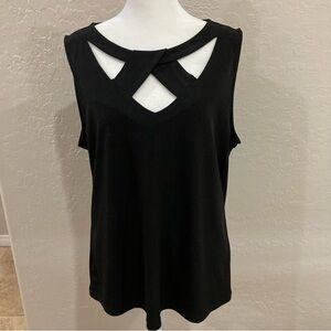 🩵 2/$15 7th Avenue Women’s Black Twist-Neck Stretchy Sleeveless Top Size L